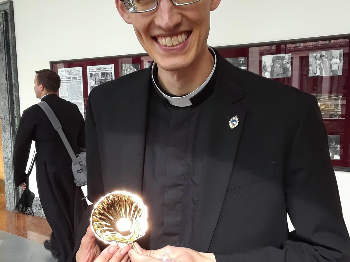 Deacon Zane Langenbrunner, who will sign the Exsultet at St. Peter's Basilica during the 2023 Easter Vigil