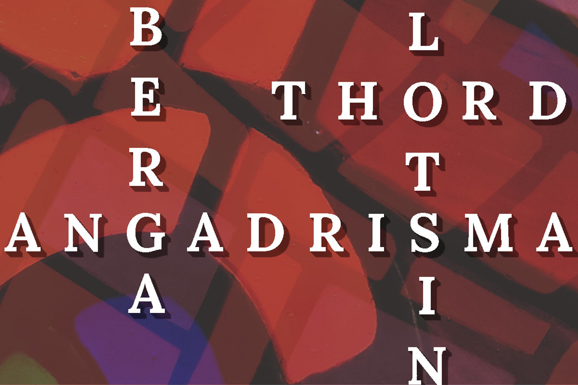 Scrabble of saints names over stained glass