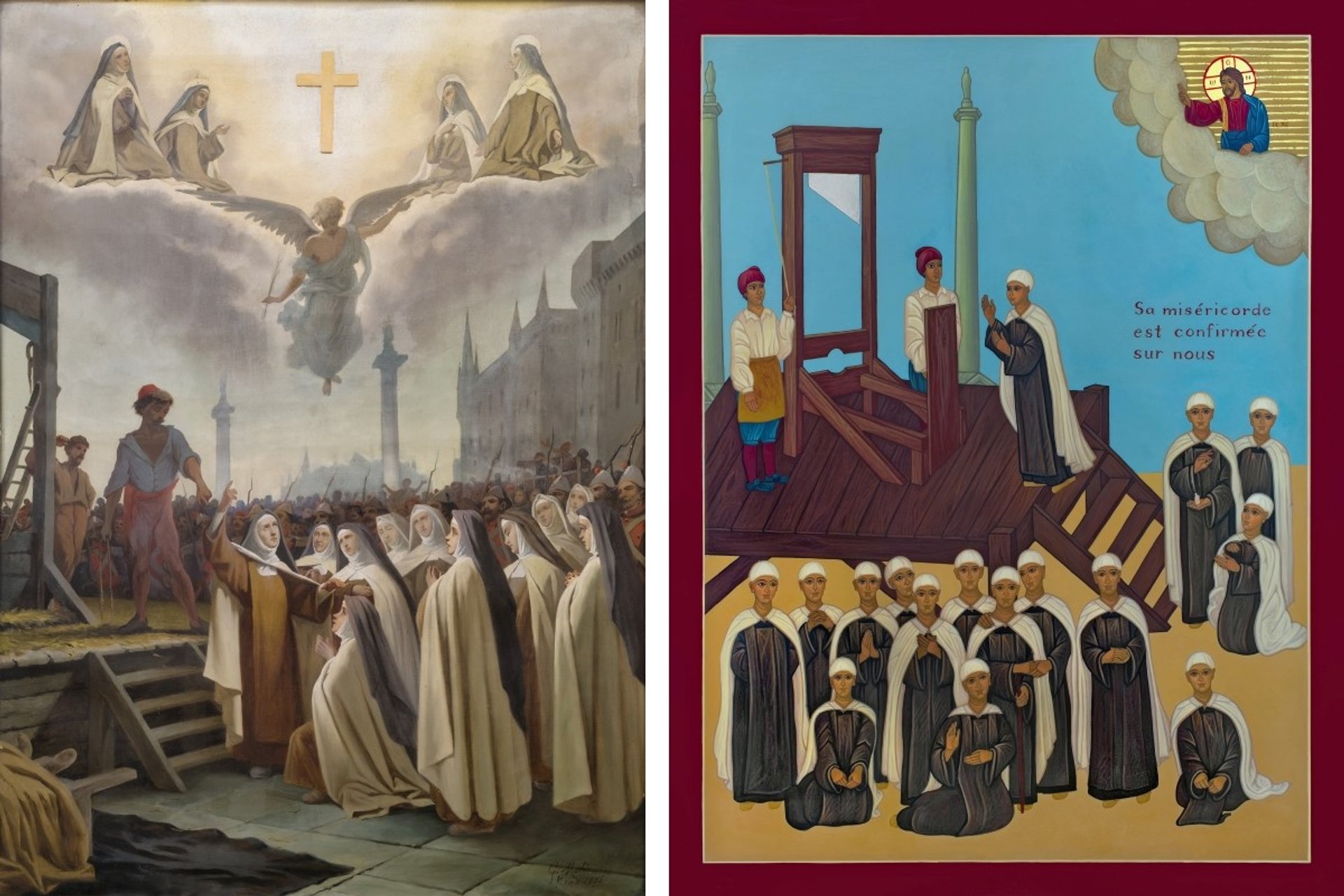 Two murals of the Carmelite martyrs