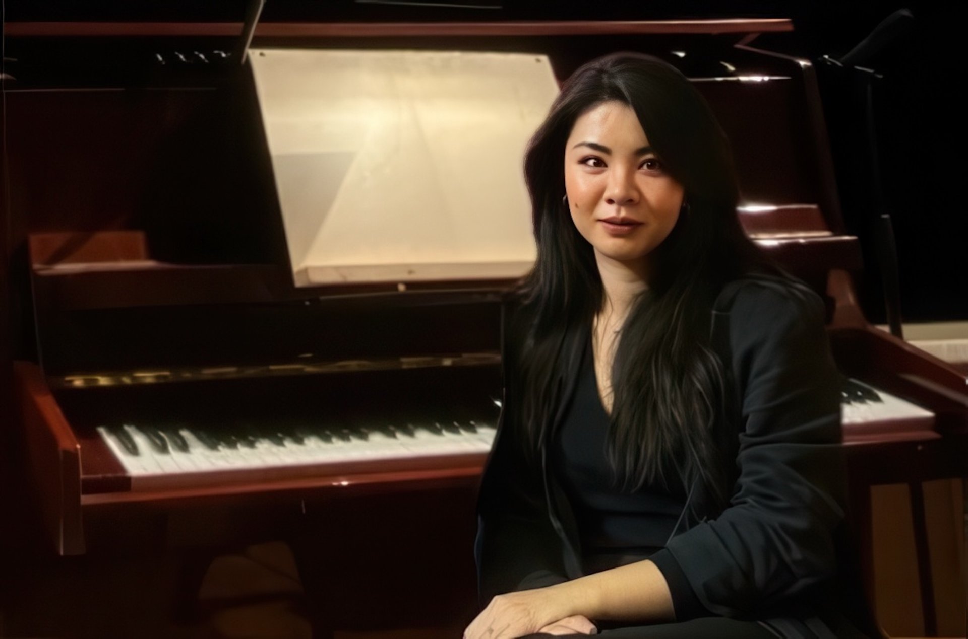 Weng Yirui seated at a piano