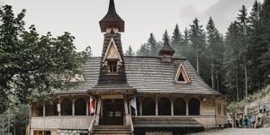 This beautiful wooden church is a Marian shrine in Poland
