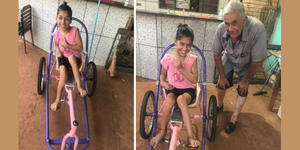 Brazilian grandfather creates bicycle for granddaughter with cerebral palsy