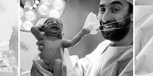 Newborn pulls down doctor’s mask, and becomes a “sign of hope”