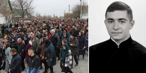 Crowds kneel to say goodbye to 24-year-old Ukrainian seminarian killed in recent fighting