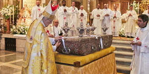 The remains of Saint Isidore the Farmer on display in Madrid