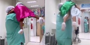 Preden male bolnike pospremi v operacijsko dvorano, jim pričara pravo dogodivščino