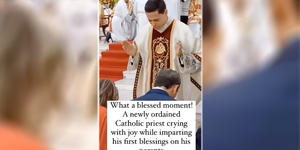 Beautiful video of newly ordained priest’s sobs as he blesses parents