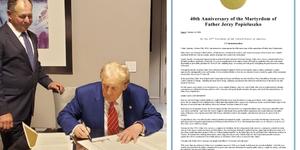Donald Trump oddaje cześć księdzu Jerzemu Popiełuszce