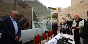 Popemobile-turned-health clinic finally opens in Holy Land