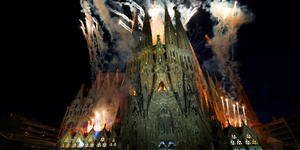 You have to watch the Sagrada Família light show (link here)