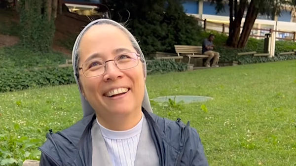 Nun on bench Instagram interview