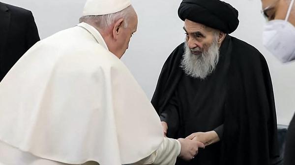 Papież Franciszek z ajatollahem Sistanem.
