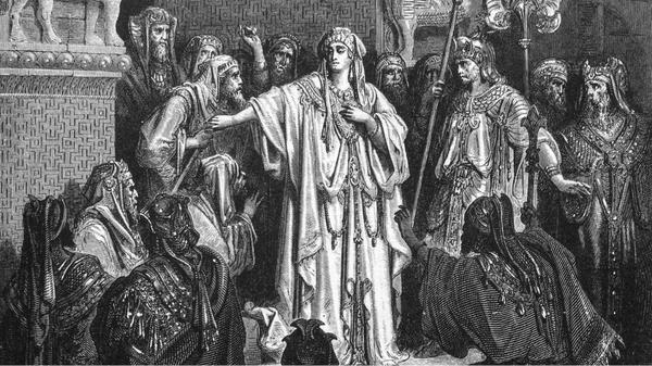 Gravure-de-Gustave-Dore-representant-la-reine-Vashti-refusant-dobeir-au-roi-perse-Assuerus