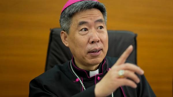 Shangai Bishop Joseph Shen Bin speaks at the international conference to celebrate "100 years since the Concilium Sinense: between history and the present" celebrating the First Council of the Catholic Church in China, organized by the Pontifical Urbaniana University, in Rome, Tuesday, May 21, 2024.