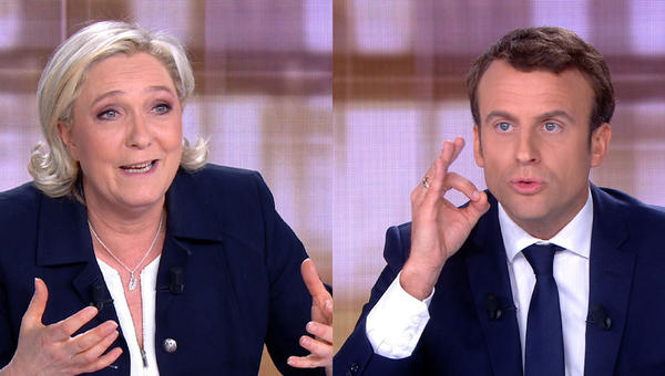 MARINE LE PEN ET EMMANUEL MACRON LORS DU DÉBAT DE L'ENTRE-DEUX-TOURS.