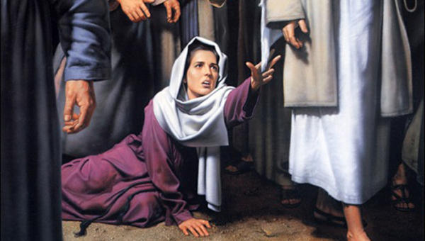 Woman touching Jesus