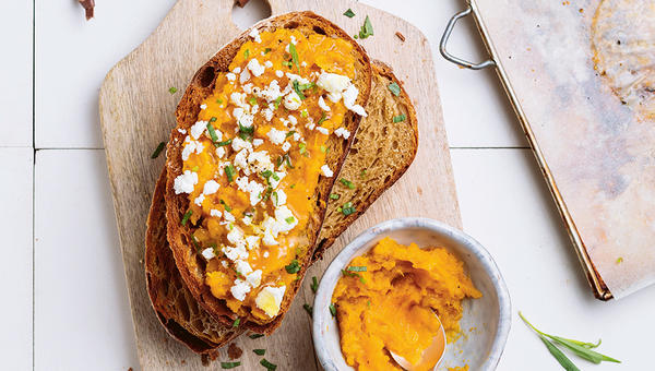 Tartine de potiron, feta et estragon