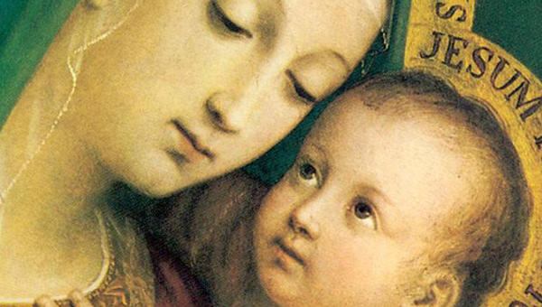Maria e Jesus no colo