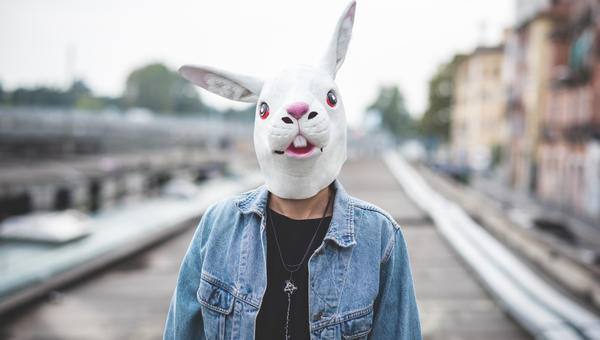 MAN WITH RABBIT MASK