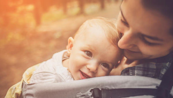 young mom and baby