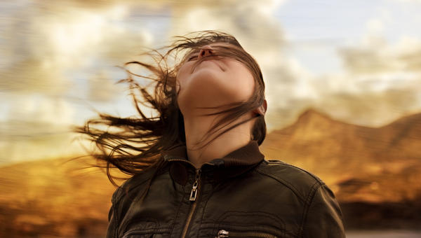 woman looking up