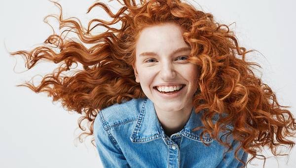 HAPPY, GIRL, RED