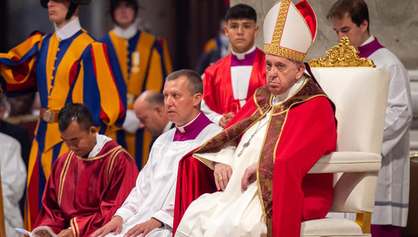 Pope Francis leads a mass for the Solemnity of Saints Peter and Paul