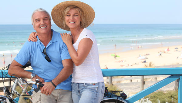 middle age couple on the beach
