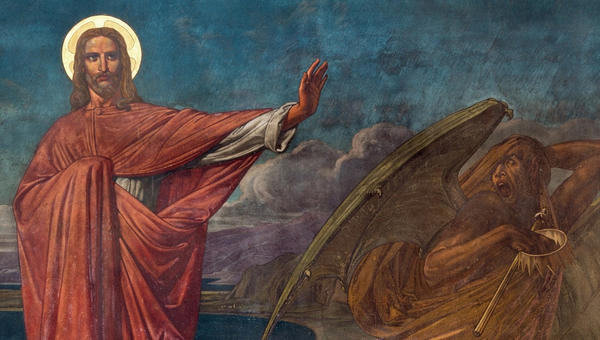 Jesus combate as tentações do demônio no deserto