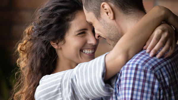 happy woman and couple