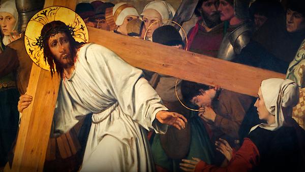 Stacja 8 Drogi Krzyżowej: Jezus pociesza płaczące niewiasty