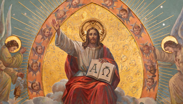 Jezus Chrystus wśród aniołów w niebie