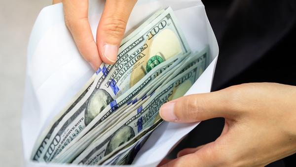 US money in envelope