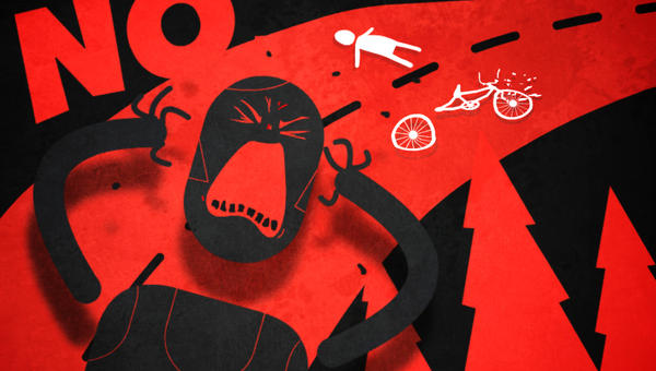 red black drawing bike wreck devil