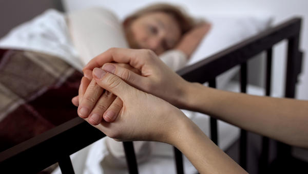 Patient in hospital bed