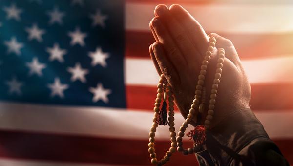 Soldier Praying, hands, rosary