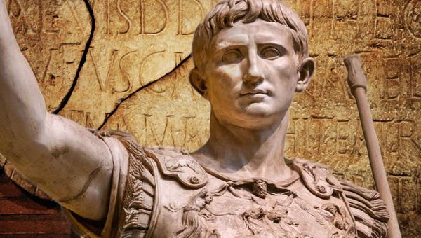 Roman Emperor Augustus and Latin inscription
