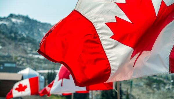Canadian flags waving