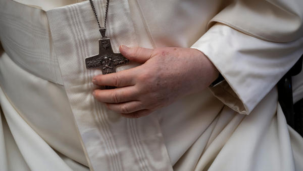 Pope Francis blesses the faithful at the end of his weekly general audience in Paul VI Hall