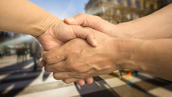Handshake in the city