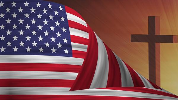 US flag with cross
