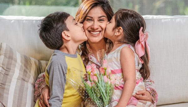 mom and sons