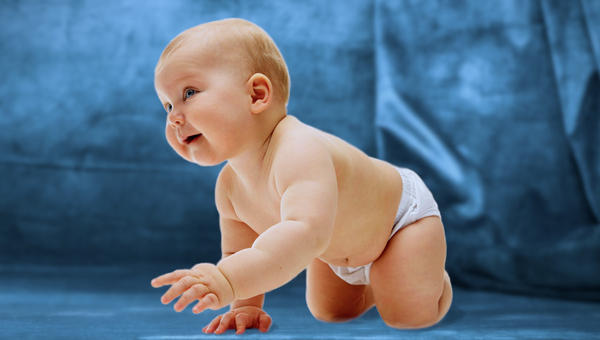Baby on blue background for names
