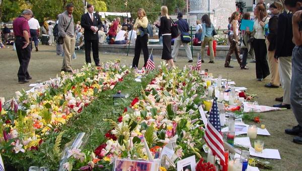 9/11 memorial in Union Square, NYC on September 17, 2001