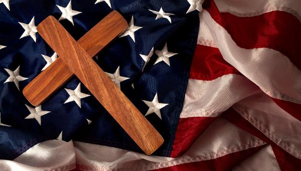 US flag with Cross