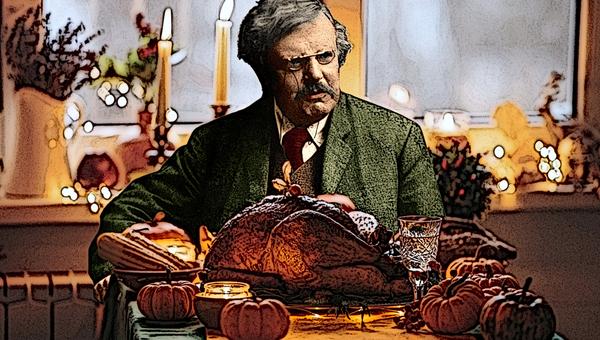 Chesterton at Thanksgiving table