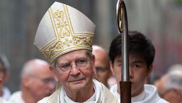 Laurent Ulrich, newly installed as Archbishop of Paris, celebrates vespers on the forecourt of the Notre-dame de Paris cathedral on May 23, 2022 in Paris. AFP