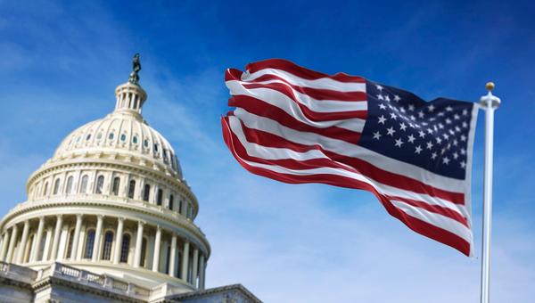 US Flag over Capital Hill