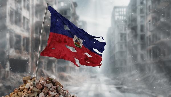 Haiti flag, tattered