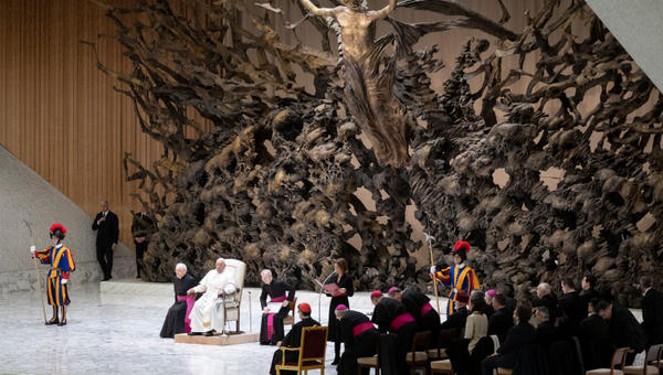 Pope Francis during his weekly general audience in Paul VI Hall at the Vatican on December 11, 2024.